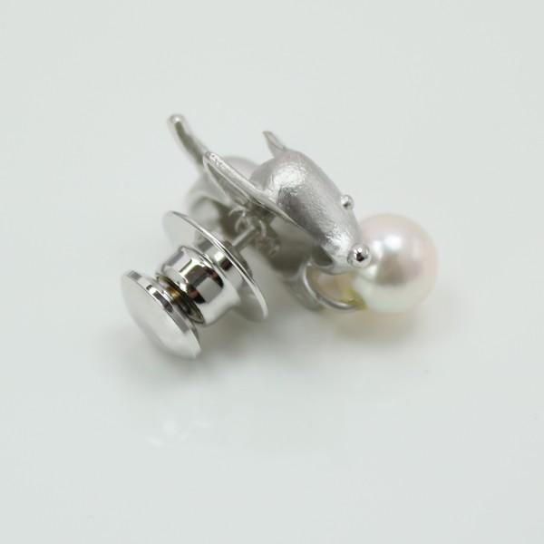 真珠 パール ブローチ タイタック アコヤ真珠 ブローチ タイタック あこや真珠7mm-7.5mm 動物シリーズ 日本犬 シルバー 6月誕生石 13953