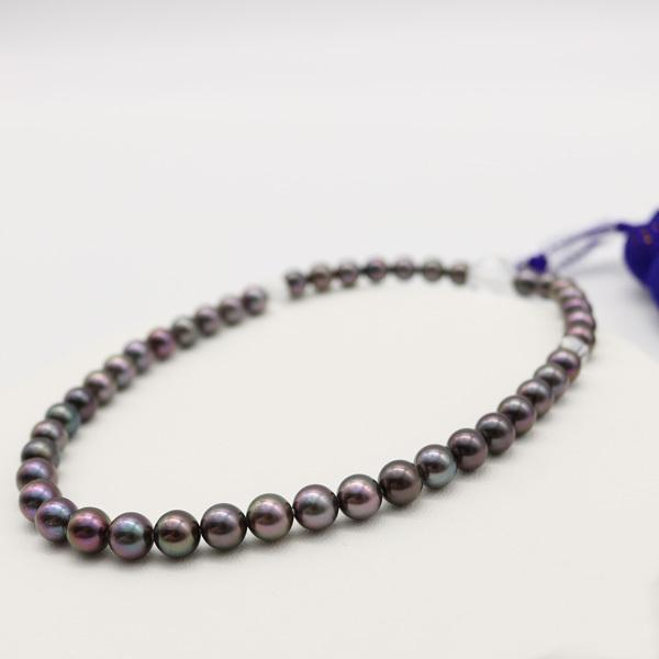 真珠 数珠 あこや真珠 数珠 アコヤ本真珠 6mm-6.5mm 黒真珠 ブラックカラー ブラックパール 冠婚葬祭 葬儀 人気 安い 女性用 14195