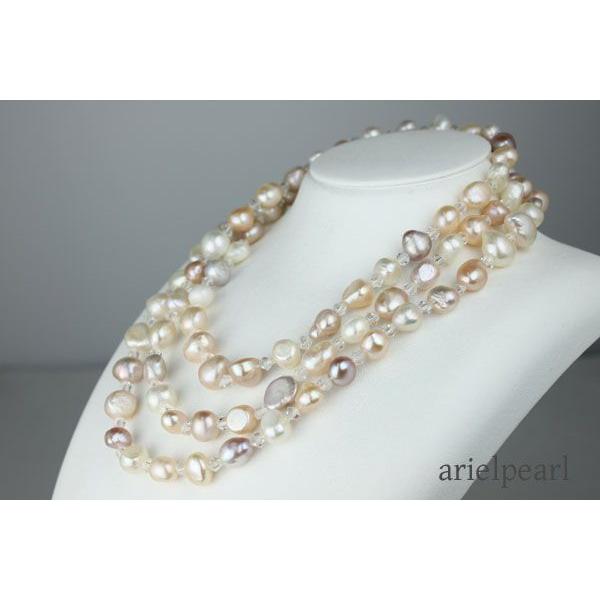 真珠 パール ロング ネックレス 淡水真珠 ロング パールネックレス 淡水パール マルチカラー 1cm バロックパール カジュアル Buyee Buyee 日本の通販商品 オークションの代理入札 代理購入