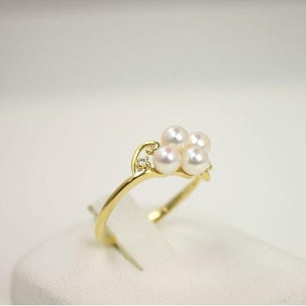 k18 リング 0.12ct ダイヤモンド 本真珠 あこやパール-