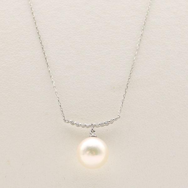真珠 パール ネックレス あこや真珠 8.5mm-9mm ダイヤ プラチナ