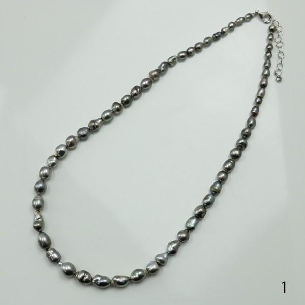 真珠 パール ネックレス 黒蝶真珠 4mm-7mm パールネックレス
