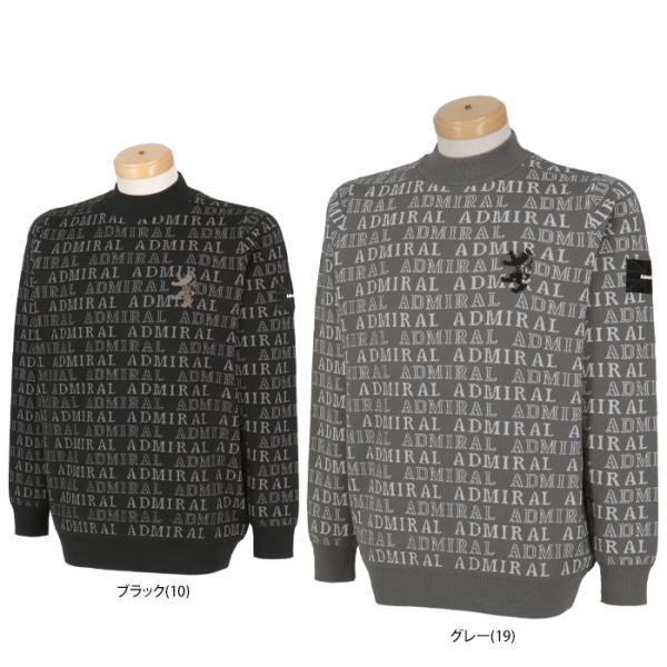 [40％OFF] ゴルフウェア　アドミラル メンズ ビッグランパント刺繍 総柄 ロゴジャガード 長袖 モックネック セーター ADMA480 [2024年秋冬モデル] Admiral（アドミラル） セール♪ メンズ ビッグランパント刺繍 総柄