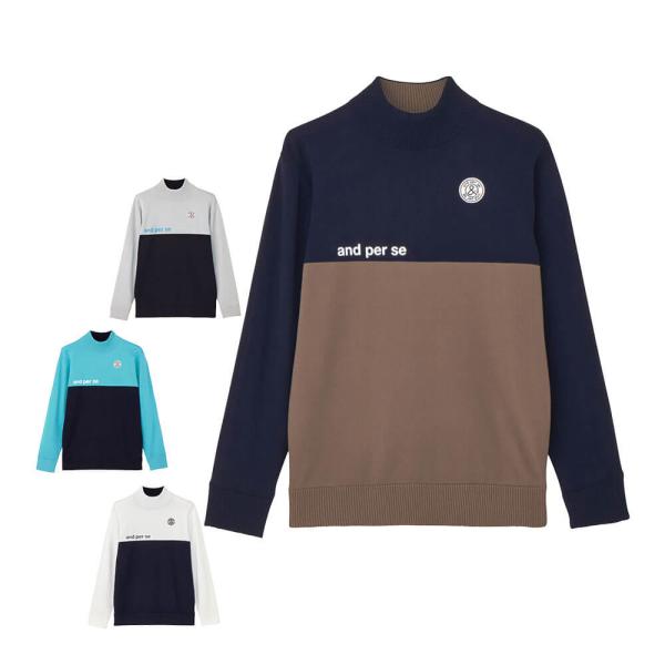 ゴルフウェア　アンパスィ メンズ ウインドシャッター袖 長袖 ハイネック セーター AMF2315A3 [2025年秋冬モデル] and per se（アンパスィ） セール♪ メンズ ウインドシャッター袖 長袖