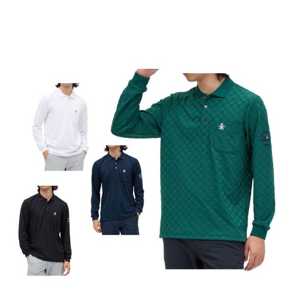 ゴルフウェア　マンシングウェア メンズ リンクスジャカード 長袖 ポロシャツ MG5FLS81M [2025年秋冬モデル] Munsingwear（マンシングウェア） メンズ リンクスジャカード 長袖