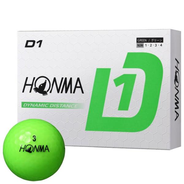 お値下げ歓迎　HONMA D1 ゴルフボール グリーン 12球入 HONMA GOLF（本間ゴルフ） セール♪ D1 ゴルフボール 1ダース 12球入り