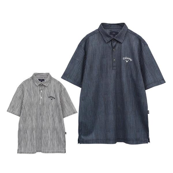 セール♪ キャロウェイ メンズ かざあなメッシュ ストライププリント 半袖 ポロシャツ C25134118 ゴルフウェア 2025年春夏モデル 50%OFF ゴルフ