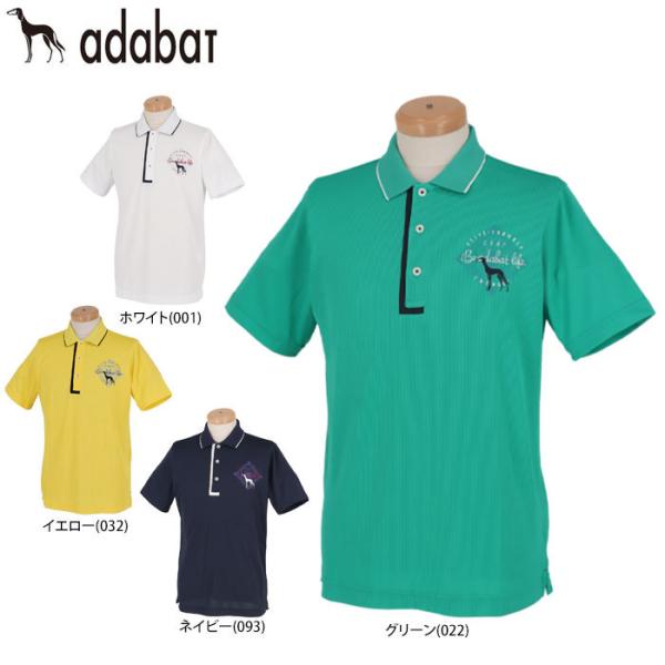 ★特価60%OFF★adabat アダバット 半袖ポロシャツ ネイビー×グリーン 総柄  レディース 38 ゴルフウェア