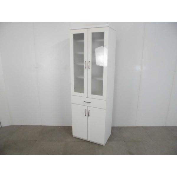 食器棚/ホワイト/【中古】　幅：585　奥行：395　高さ：1805　カラー：ホワイト