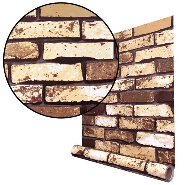 お求めやすく価格改定 壁紙 Wagic 10m巻 リメイクシート シール壁紙 プレミアムウォールデコシートrwa113 男前レンガ ブラウン系 正規品大放出セール