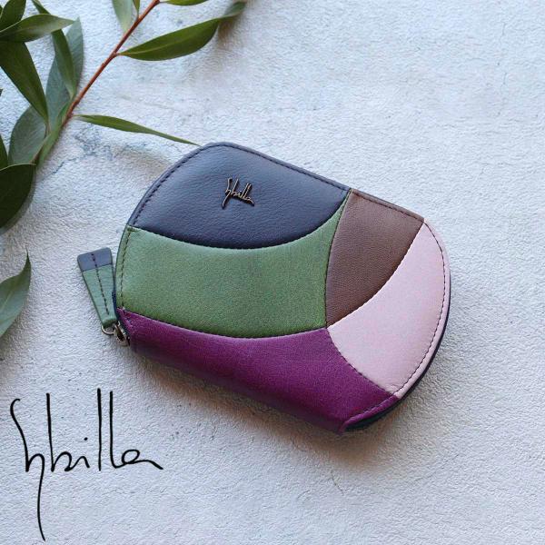 Sybilla 二つ折り財布 ラウンドファスナー ボックス型小銭入れ Sybilla 二つ折り財布 ラウンドファスナー ボックス型小銭入れ