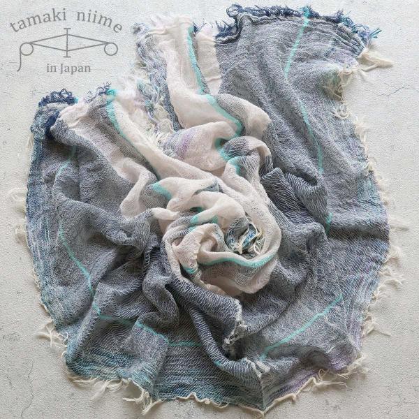 tamaki niime 播州織 1点もの ウールストール(small) tamaki niime 播州織 ウールコットンショールS roots shawl SMALL 55