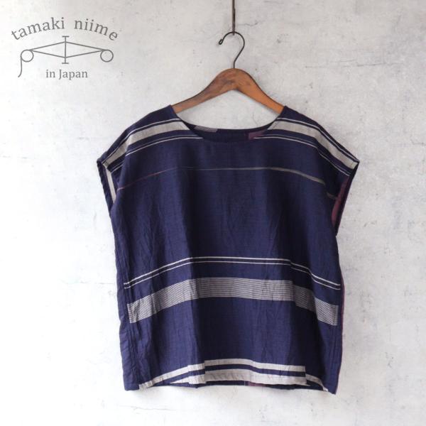 tamaki niime タマキニイメ　ラグランシャツ　navy tamaki niime タマキニイメ ラグランシャツ navy