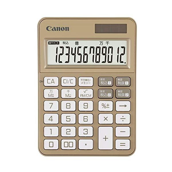 他サイト： Canon カラフル電卓 抗菌仕様 KS-125WUC シャンパンゴールド 12桁/ミニ卓上サイズ/W税機能搭載 KS-125WUC-GDの商品画像