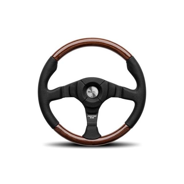 ❤️セール❤️モモファイター ウッドレザー　ステアリングホーン　ハンドル　❤️美品❤️ MOMO（モモ） 【正規輸入品】 ステアリング ハンドル FIGHTER EVO