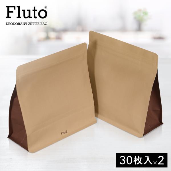 Fluto 強力防臭袋 チャック付き サニタリーボックス 使い捨て 消臭袋 ゴミ袋 エチケット袋 生理用品 生ゴミ オムツ ペット 犬 猫 Lサイズ ナチュラル 30枚入×2