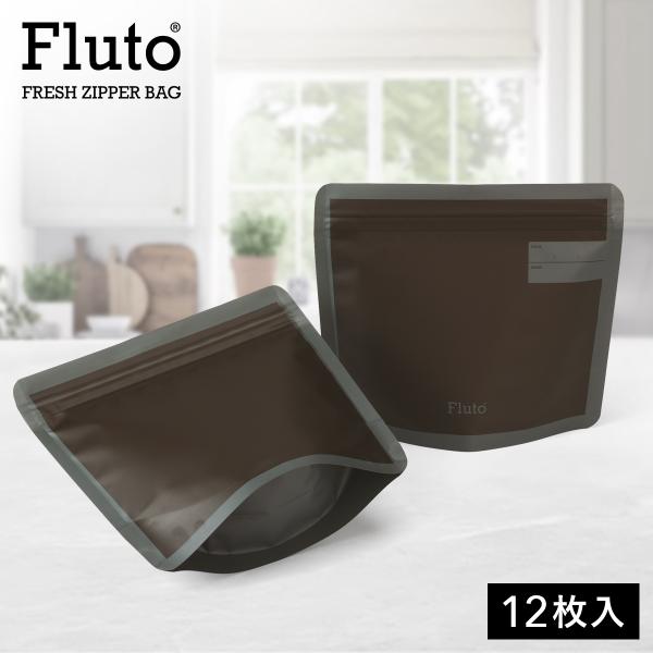 Fluto 食品保存袋 ダブルジッパー付き (お米 3合 コーヒー豆 150g用) 米袋 米びつ キャニスター ジップロック アルミ袋 保存容器 黒 ブラック スモール 12枚