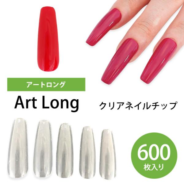 ネイルチップ クリア 【 アート ロング 】 《 大容量 600枚 》12サイズ 各50枚入り クリアネイル チップ 透明 ネイルチップ クリアチップ