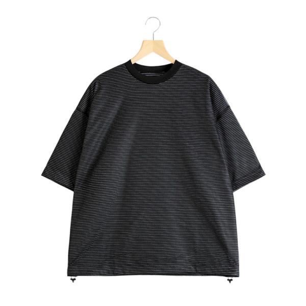 is-ness（イズネス） ： BALLOON BORDER LAYERED MESH T-SHIRT