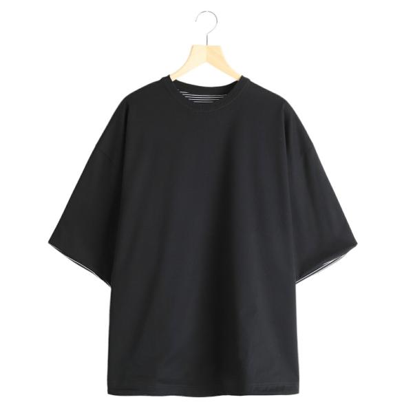 is-ness（イズネス） ： REVERSIBLE BALLOON BORDER T-SHIRT