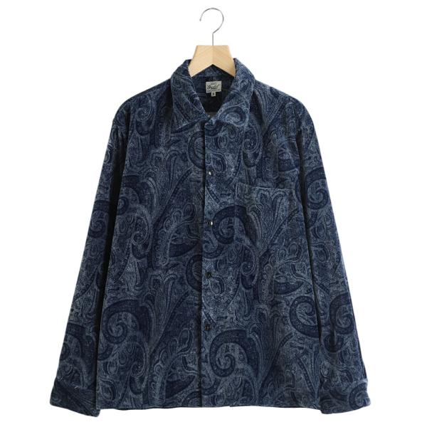 GOLD / ゴールド ： PAISLEY PATTERN INDIGO VELVETEEN OPEN SHIRT 25B