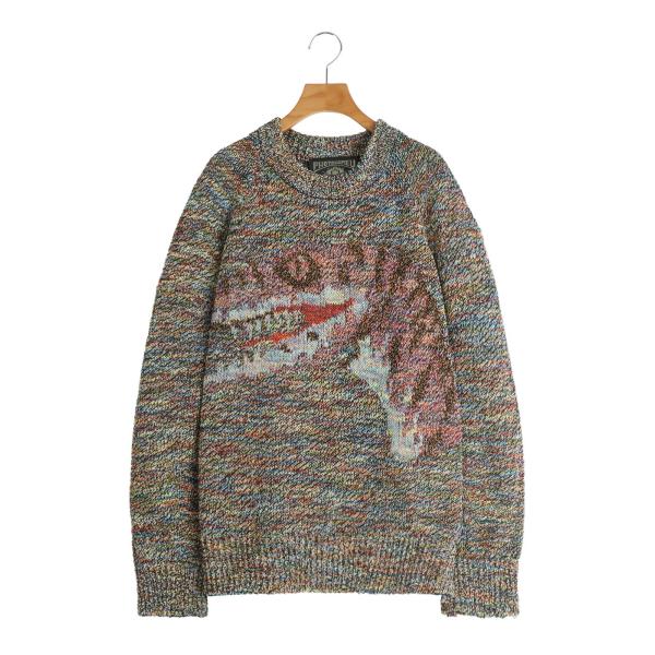 フォトコピュー 恐竜 ニット セーター 長袖 丸首 ホワイト 白 ブラウン 茶 DINO SWEATER PHOTOCOPIEU 232SRN