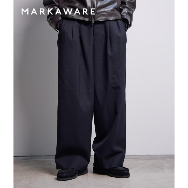 markaware（マーカウェア） ： TRIPLE PLEATED WIDE TROUSERS ORGANIC