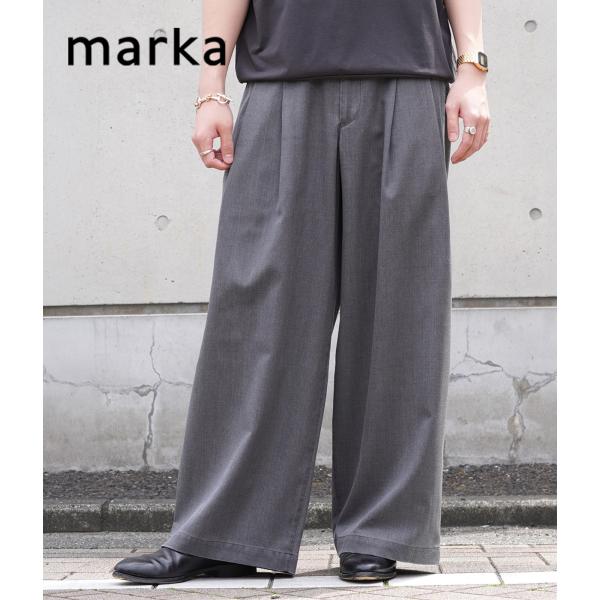 marka（マーカ） ： TWO TUCK BUGGY TROUSERS -WASHABLE 2/72 WOOL