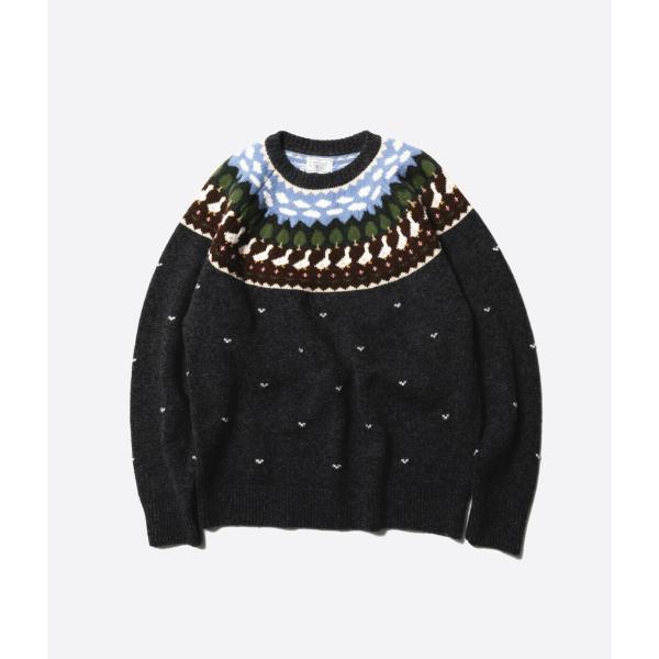 未使用/定価3.5万】アンフォーク UNFOLK Fair isle pattern jacquard 