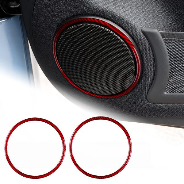 Benz Smart Fortwo 2008-2015専用 アクセサリー リアルカーボンファイバー製 カードアスピーカーリングカバーステッカー ベンツ スマート