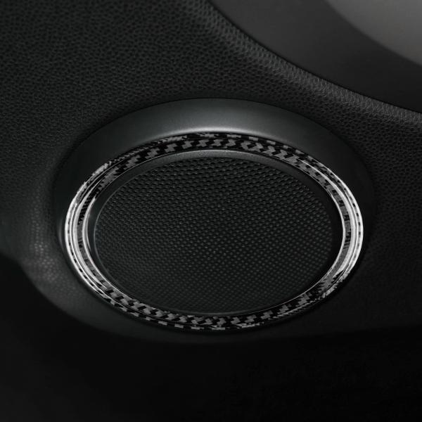 ミニ MINI専用 車のドアのオーディオトリムリング インテリアトリムステッカー カーボンファイバー 内装パーツ クーパー クラブマン R55 R56 R57 