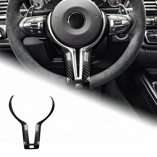 BMW Mシリーズ専用 アクセサリー リアルハードカーボンファイバー製 カーステアリングホイールトリム おしゃれ 内装パーツ カスタム ドレスアップ F80
