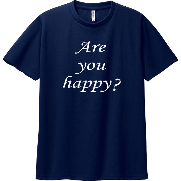 IDone ドライＴシャツ 半袖 TENNIS Are you happy? ネイビー インナー トップス スポーツ テニス ゴルフ ウェア アイディーワン