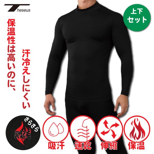 THESEUS 裏起毛 コンプレッションウェア 上下セット メンズ スポーツ