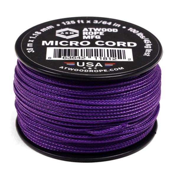 1.18mm マイクロコード アトウッド ロープ  (パープル) パラシュートコード パラコード 38M ATWOOD ROPE MFG 耐加重46Kg  キャンプなどに