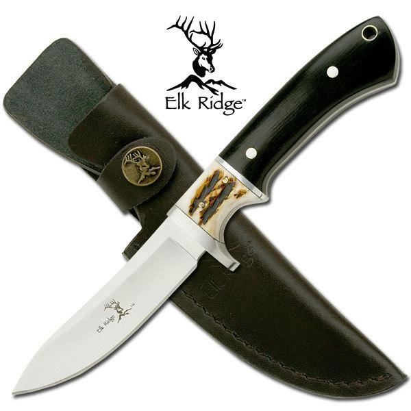 エルクリッジ ER087 ハンター ナイフ ジグボーン 440ステンレス鋼/パッカーウッド ハンドル Elk Ridge Fixed Knife