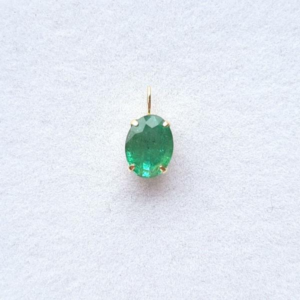 K18 エメラルド 天然石 チャーム・ペンダントトップ オーバル (6x8