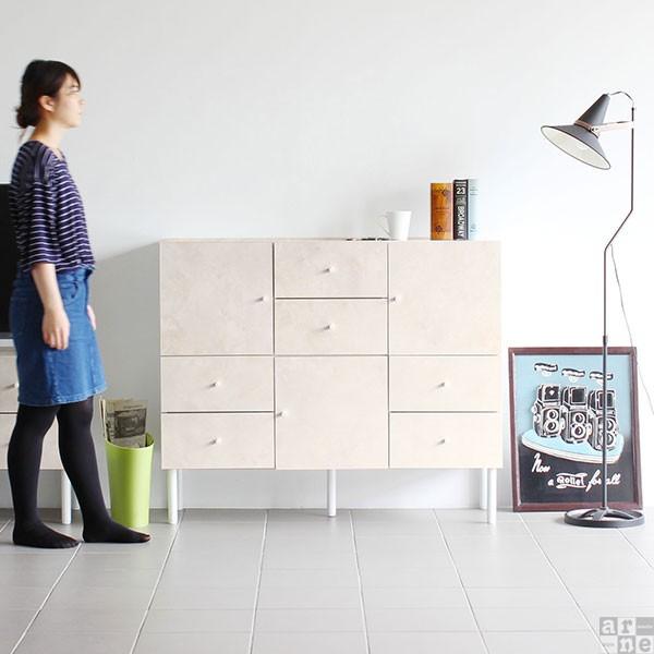 キャビネット 大理石風 チェスト 大理石風 白 鏡面 リビングボード