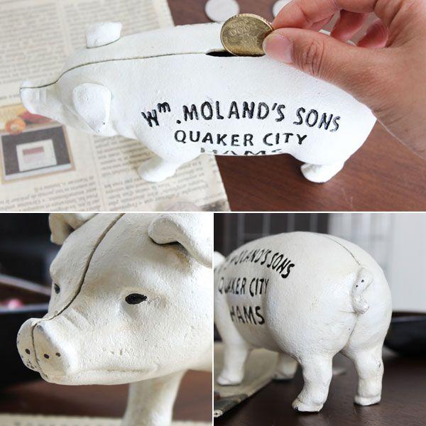 豚 ぶた ブタの貯金箱 豚の貯金箱 貯金箱 2864 Hams Standing Pig Bank ホワイト おしゃれ アイアン 鉄