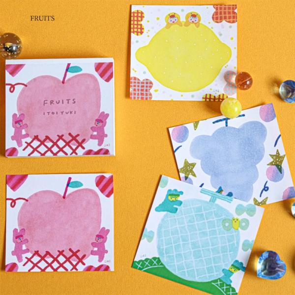 1~7営業日出荷 いとい ゆき ブロックメモ FRUITS 表現社 メモ帳 かわいい cozyca products 日本製 文房具 ステーショナリーメール便 爆買
