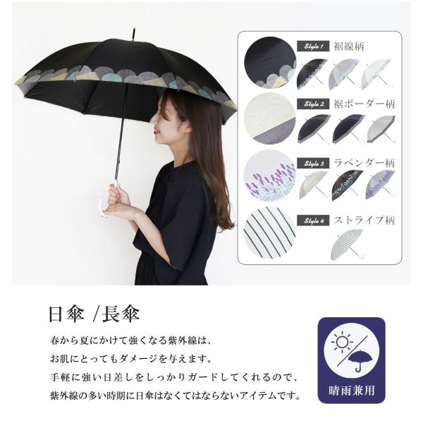 日傘裾ボーダー柄 バード柄 裾線柄 ボタニカル柄日傘レディース長傘完全遮光晴雨兼用傘日傘長傘遮光裾ボーダー柄 バード柄 裾線柄 代購幫