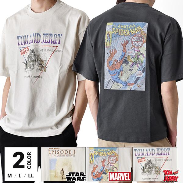 ARONA Tシャツ メンズ 半袖 トムとジェリー スパイダーマン スター