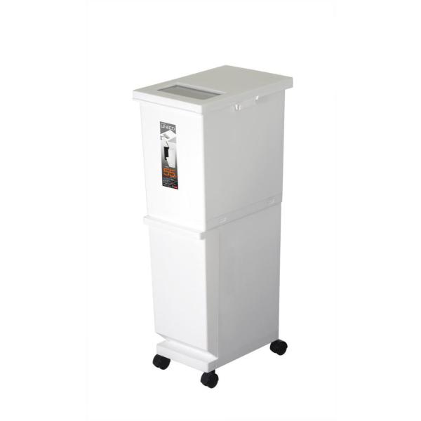 【期間限定特別価格】ユニード　分別スリム2段　55S　ホワイト　ゴミ箱〜新輝合成〜TONBO〜