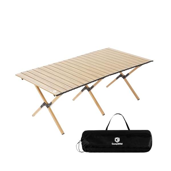 Campwild アウトドアテーブル ウッドロールトップテーブル