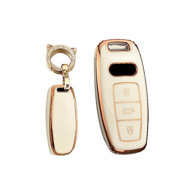 [TECART] アウディ用 キーケース キーホルダー おしゃれ 全面保護 電波障害なし スマート キーケース A3 Q5 Q7 A6 RS6 Q8 A7 S7