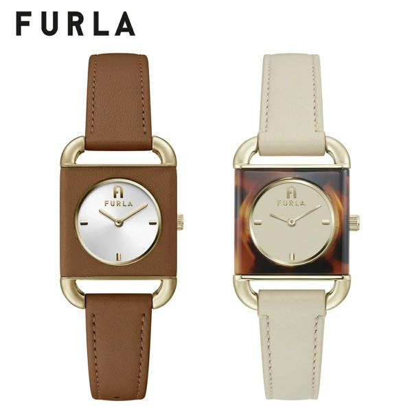 新品未使用　FURLA ブラウンレザーのスクエア型時計 FURLA（フルラ） 腕時計 FURLA ARCO SQUARE アルコスクエア レディース