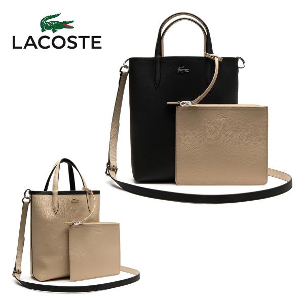 LACOSTE ラコステ ポーチ付き リバーシブル 縦型トートバッグ