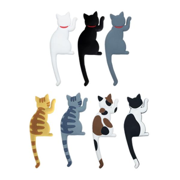 磁石でくっつく猫のしっぽフック。好みの猫を本棚や冷蔵庫に並べてください。 かわいい おしゃれ マグネット 便利 雑貨 冷蔵庫 本棚 スチール ハンガー 帽子