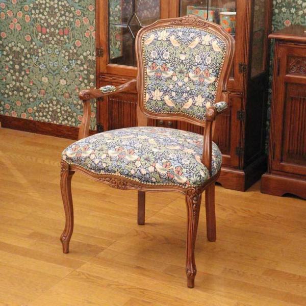 イタリア アーム付きチェア いちご泥棒 猫脚 肘付き チェア ソファ