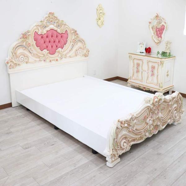 ロココ調 ワイドダブルベッド マットレス別 ベッドフレーム 直輸入 姫  